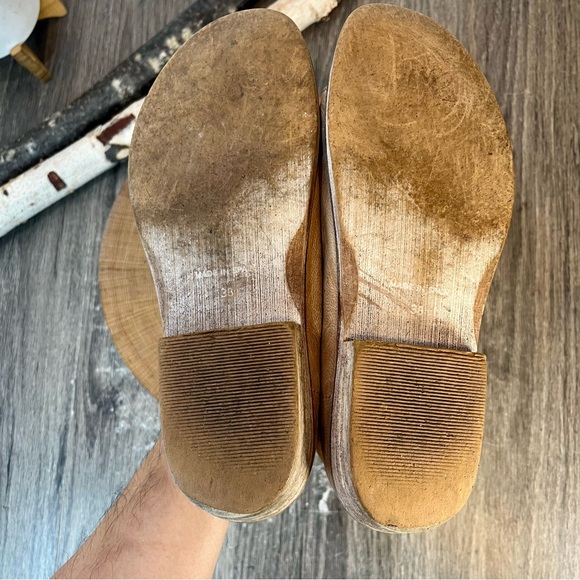 *Free People | Mont Blanc Dorsay Flat Tan Slip On Peep Toe Sandle Size 38/7.5 - Picture 10 of 16